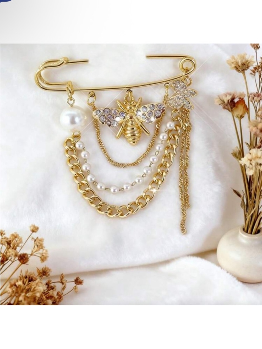 Aureline Gold Bee Brooch - Picture 4 of 4